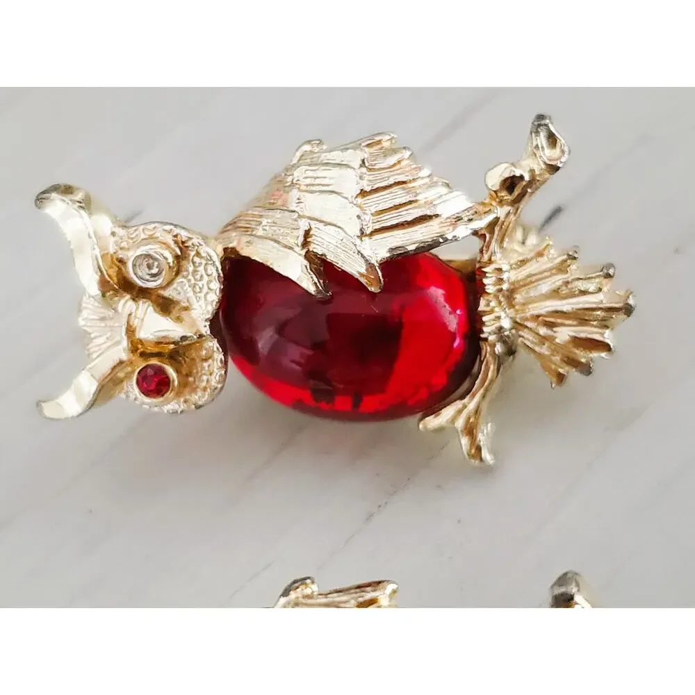 Vintage Gerry's Matching Owl Brooches